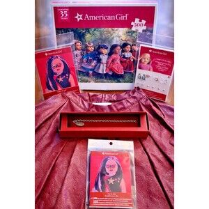 American Girl Bundle Jewelry Lot of Pins + Puzzle & Girls Size 8 Skirt